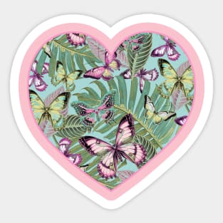 Mint Rose Butterfly Jungle Sticker